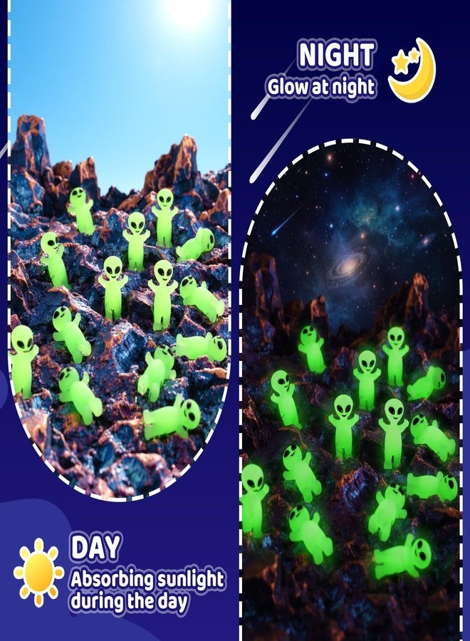 Seematn 25 Pcs Luminous Mini Alien Figure 3I/Atlas Raise Your Hands Little Alien Statue Glow in Dark for Hide and Seek Cake Toppers Goodie Decor Bag Fillers Space Party Gifts - Image 4